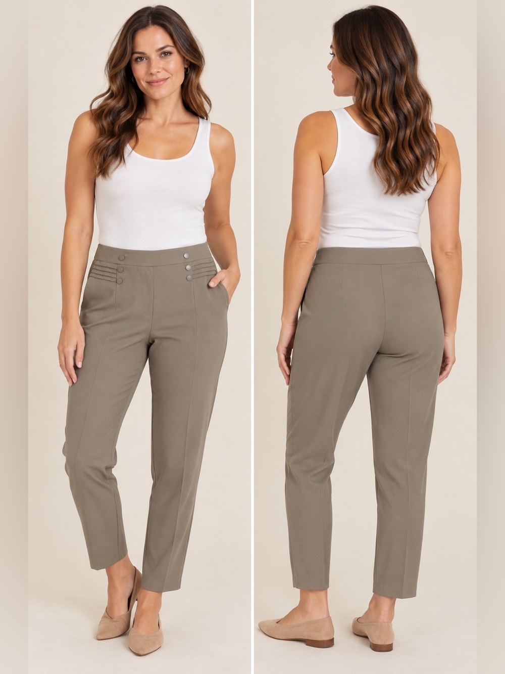 Serengeti | Slim Stretch Chinos in Taupe | Size L | NWOT | Classic Minimalist